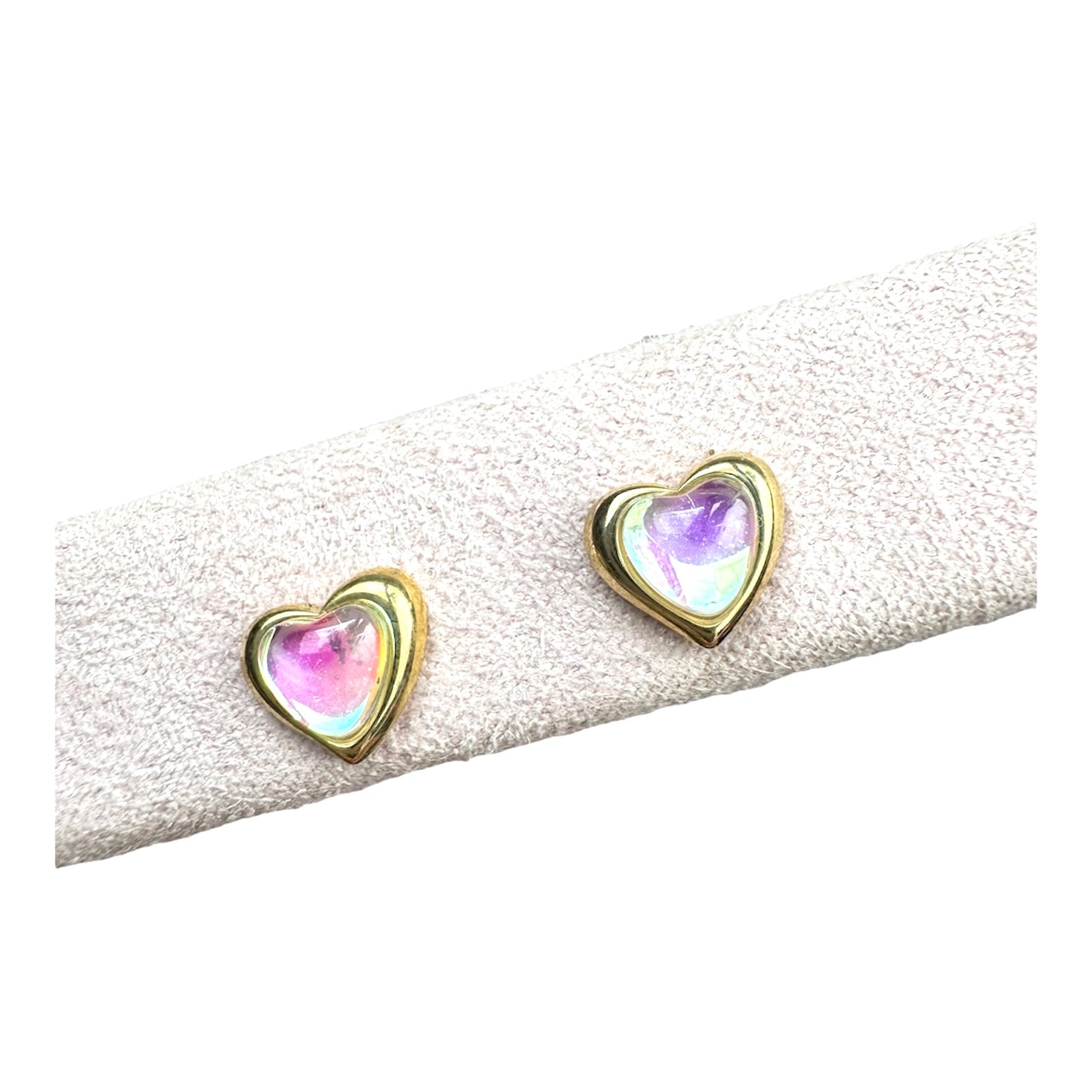 Aretes corazón iridiscente